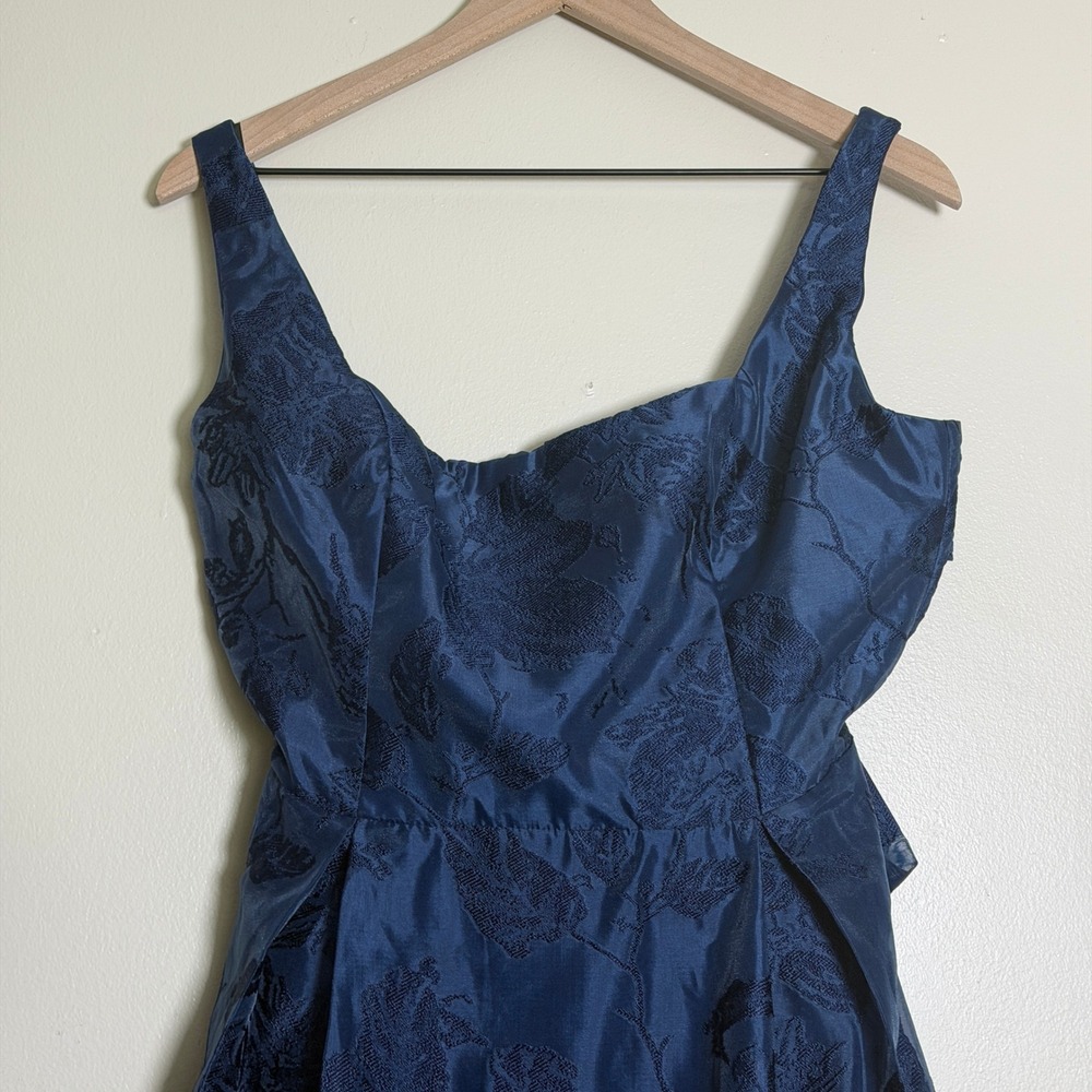 Lulus Perfected Aura Navy Jacquard Tie-Back Maxi Dress Gown XL Wedding Formal - Picture 7 of 13